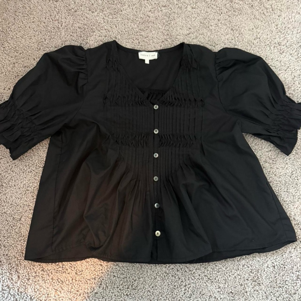 Entro Black Button-Down Blouse - image 1
